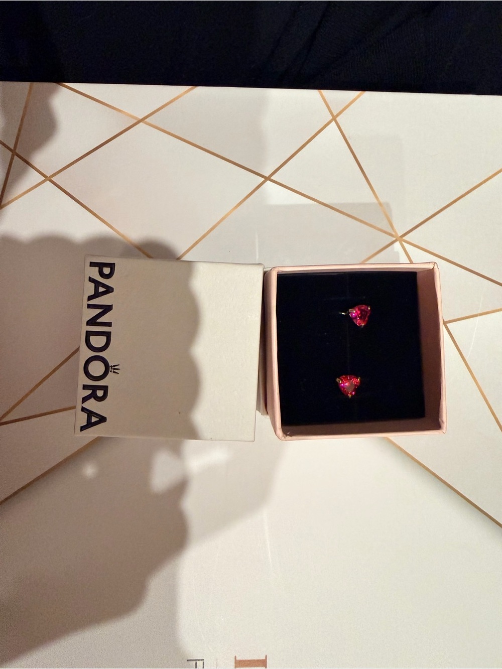 Pandora Heart Stud Earrings - Bright Pink Crystal Hearts